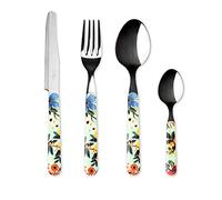 Excelsa Fiori Frida Servizio 24 Posate Per 6 Persone, Acciaio Inox 18/0, Manico Colorato