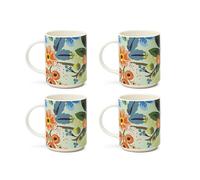 Excelsa Fiori Frida Set 4 Tazze Mug in New Bone China, 300 ml, Fantasia Floreale