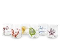Excelsa Flore et Faune Set 6 Bicchieri Acqua, Vetro, Multicolore - NUOVO