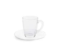 Excelsa Flore Set 6 Tazzine Caffè con Piattino, Vetro, Trasparente