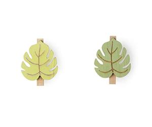Excelsa Foliage Confezione Sei Mollette Clips, Legno, Verde, 6 Pezzi