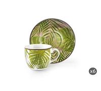 Excelsa Foliage Set 6 Tazzine caffè con Piattino, Porcellana - NUOVO