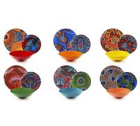 Excelsa Ghana Servizio Piatti 18 Pezzi, Porcellana e Stoneware, Decoro Multicolore, 6 Persone