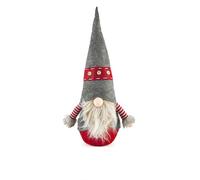 Excelsa Gnomo Fermaporta Natalizio, Grigio e Rosso, Tessuto con Bottoni Decorativi, 56 cm, Design Scandinavo con Barba e Cappello a Punta