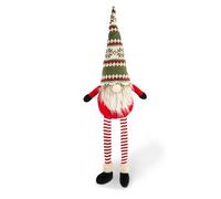 Excelsa Gnomo Natalizio Decorativo, Tessuto Rosso e Verde con Motivo Nordic, Gambe a Righe, 30 cm, per Interni