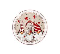 Excelsa Gnomo Piatti Panettone o Pizza, Set da 6, 30,5 cm, Porcellana, Decorazioni Natalizie