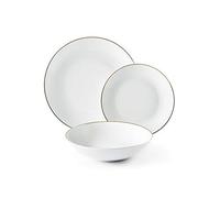 Excelsa Gold Servizio Piatti 18 Pezzi, Porcellana, Bianco con Bordo Oro