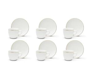 Excelsa Gold Set 6 tazzine con piattino in porcellana con bordo oro