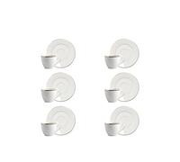 Excelsa Gold Set 6 Tazzine caffè con Piattino, Porcellana, Bianco. Bordo Oro