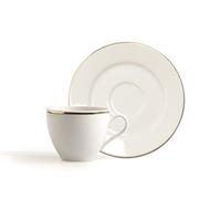 Excelsa Gold Tazza Caffe' con Piattino, Porcellana, Bianco/Bordo Oro, 12 Centimeters cm, 2 unità