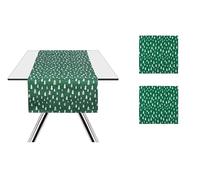 Excelsa Green Winter Set Runner e 2 Tovaglioli in Cotone 100%, Verde con Motivo Abeti Bianchi, Runner 145x45cm, Tovaglioli 45x45cm, Decoro Natalizio