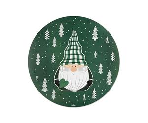 Excelsa Green Winter Tovagliette Americane Natalizie, Set da 2 Pezzi, Rotonde 38 cm, Verde con Gnomo