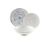 Excelsa Hanami Servizio Piatti 18 Pezzi, Ceramica, Bianco e Blu