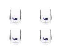 Excelsa Inside Set 4 Bicchieri in Vetro Borosilicato, Decorati a Mano con Soggetti Interni al Bicchiere, Trasparente, 450 ml (Balena)