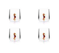 Excelsa Inside Set 4 Bicchieri in Vetro Borosilicato, Decorati a Mano con Soggetti Interni al Bicchiere, Trasparente, 450 ml (Cavalluccio Marino)