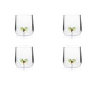 Excelsa Inside Set 4 Bicchieri in Vetro Borosilicato, Decorati a Mano con Soggetti Interni al Bicchiere, Trasparente, 450 ml (Agrifoglio)