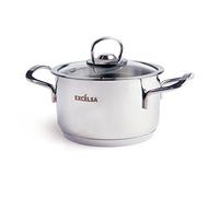 Excelsa Jazz Cook Casseruola con Coperchio, 2 Manici, Acciaio Inossidabile, Argento, 14x14x10 cm