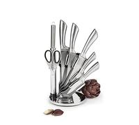 Excelsa Jazz Cook Ceppo Coltelli 8 Pezzi, Manico e Lama Argento, Acciaio INOX