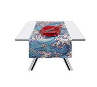 Excelsa Kimono Onde Runner da Tavola, Cotone 100%, Azzurro, 45 x 140 cm