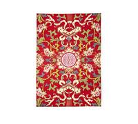 Excelsa La Via della Seta Canovaccio Decorativo, 50x70 cm, 100% Cotone, Rosso con Motivi Orientali