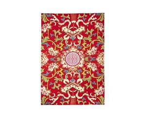 Excelsa La Via della Seta Canovaccio Decorativo, 50x70 cm, 100% Cotone, Rosso con Motivi Orientali