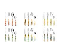 Excelsa La Via Della Seta Set 24 Posate Multidecoro, Acciaio INOX, Manico in Plastica