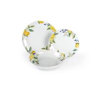 Excelsa Lemon Servizio Tavola 18 Pezzi, Porcellana, Bianco/Limoni