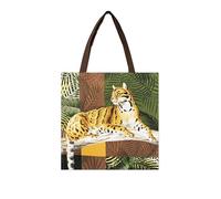 Excelsa Leopard Borsa Shopper, Tote Bag, Cm. 41,5 x 41,5, Fronte 100% Cotone, Lavabile in Lavatrice