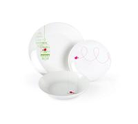 Excelsa Liberté Servizio Piatti 18 Pezzi, Porcellana, Bianco con Decorazioni