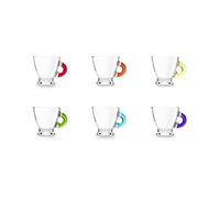 Excelsa Limpido Set 6 Tazzine da Caffè, Vetro, Capacità 95 ml, Multicolore