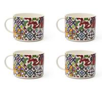 Excelsa Lisbona Set 4 Tazze Jumbo, Porcellana, Capacità 500 ml, Multicolore