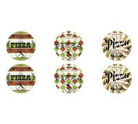 Excelsa Little Italy Set 6 Piatti Pizza, Diametro 31 Cm., Porcellana, Multidecoro