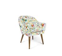 Excelsa Living Poltrona Imbottita da Arredo, Multicolor, Velluto in Poliestere, Gambe in Legno Massello, 70,5x65x83 cm (Mexican Flowers)