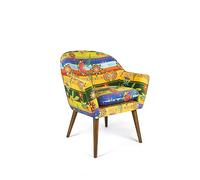 Excelsa Living Poltrona Imbottita da Arredo, Multicolor, Velluto in Poliestere, Gambe in Legno Massello, 70,5x65x83 cm (Gipsy Soul)