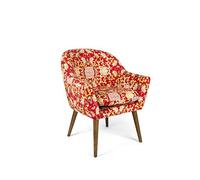 Excelsa Living Poltrona Imbottita da Arredo, Multicolor, Velluto in Poliestere, Gambe in Legno Massello, 70,5x65x83 cm (La Via della Seta)