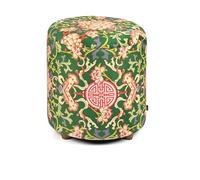 Excelsa Living Pouf Rotondo Decorativo con Vano Contenitore, Velluto Multicolore, 39x43 cm, Multicolor, Seduta Imbottita con Piedini in Legno, Portata 150 kg (La Via della Seta)