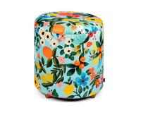 Excelsa Living Pouf Rotondo Decorativo con Vano Contenitore, Velluto Multicolore, 39x43 cm, Multicolor, Seduta Imbottita con Piedini in Legno, Portata 150 kg (Fiori Frida)