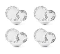 Excelsa Magic Black Servizio Piatti 12 Pezzi, Porcellana, Set 4 Persone, Bianco e Nero, Multicolore