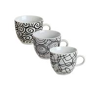Excelsa Magic Black Tazza caffè Assortita, Porcellana, Multicolore, 3 Pezzi