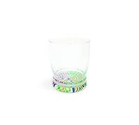 Excelsa Maioliche Set 6 Bicchieri Acqua con Fondo Decorato, 340 ml, Vetro, Multicolore