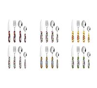 Excelsa Mandala Etno Servizio 24 Posate Per 6 Persone, Acciaio Inox 18/0, Manico Colorato