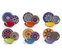 Excelsa Mandala Etno Servizio Piatti 18 Pezzi, Porcellana, Multicolore