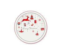 Excelsa Merry Christmas Piatti Panettone o Pizza, Set 6 Pezzi, 30,5 cm, Porcellana Bianca con Decorazioni Natalizie Rosse