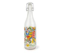 Excelsa Mexican Flowers Bottiglia Acqua, 1 Litro, Vetro, con Guarnizione