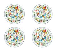 Excelsa Mexican Flowers Set 4 Piatti in Porcellana, Motivo Floreale, diametro 30,5 cm