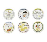 Excelsa Mordillo Set 6 Piatti Pizza in Porcellana, Decorati con Personaggi, 30,5 cm
