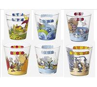 Excelsa Mordillo - set n. 6 bicchieri vetro acqua decori assortiti cl 27