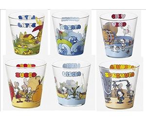 Excelsa Mordillo - set n. 6 bicchieri vetro acqua decori assortiti cl 27