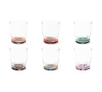 Excelsa New Delhi Set 6 Bicchieri con Fondo Decorato, Ml. 340, Diametro 8 Cm., Vetro