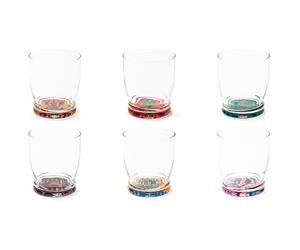 Excelsa New Delhi Set 6 Bicchieri con Fondo Decorato, Ml. 340, Diametro 8 Cm., Vetro